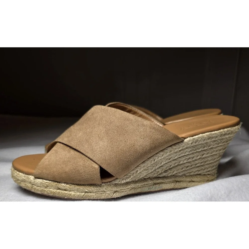 J Crew Espadrilles Wedge Sandals Neutral Rope Jute Coastal Resort Boho Women 9.5